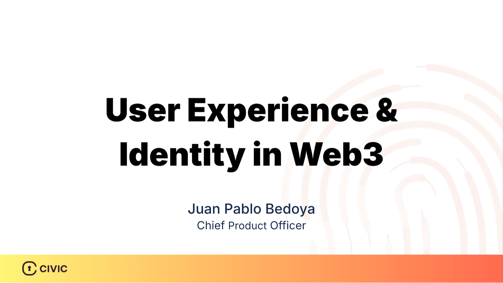 User Experience & Identity in Web3 — first slide
